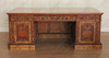 7ft Mahogany Resolute Desk w/ Mappa Burl Inlay Top - 2-Tone