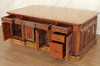 7ft Mahogany Resolute Desk w/ Mappa Burl Inlay Top - 2-Tone