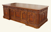 8ft Custom Oval Office Resolute Desk w/ Mappa Burl Inlay Wood Top