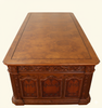 8ft Custom Oval Office Resolute Desk w/ Mappa Burl Inlay Wood Top