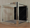 Mirrored Four Post Canopy Bed w/ Black Velvet Upholstered Headboard