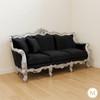 Gothic Black Velvet Sofa Couch w/ Silver Frame