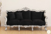 Gothic Black Velvet Sofa Couch w/ Silver Frame