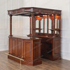 6.5ft Mahogany Traditional Canopy Pub Bar w/ Barley Twist Columns and Brass Foot Rail