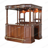 6.5ft Mahogany Traditional Canopy Pub Bar w/ Barley Twist Columns and Brass Foot Rail