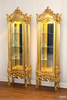 Gold Leaf Rococo Vitrine Curio Pair (2)