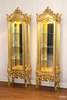 Gold Leaf Rococo Vitrine Curio Pair (2)
