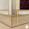 Mirrored Canopy Bed w/ Upholstered Velvet Tufted Headboard