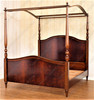 4 poster canopy bed with crotch mahogany veneer inlay - E. King