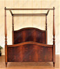 4 poster canopy bed with crotch mahogany veneer inlay - E. King