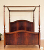 4 poster canopy bed with crotch mahogany veneer inlay - E. King