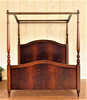 4 poster canopy bed with crotch mahogany veneer inlay - E. King