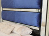 Custom Mirrored 4-Post Canopy Bed w/ Blue Upholstered headboard