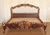 Custom Mahogany Rococo Bed With Upholstered Headboard (E. King)