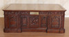 7ft Mahogany President's Resolute Desk w/ Mappa Burl Inlay Wood Top