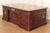 7ft Mahogany President's Resolute Desk w/ Mappa Burl Inlay Wood Top