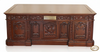 7ft Mahogany President's Resolute Desk w/ Mappa Burl Inlay Wood Top