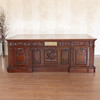 7ft Mahogany President's Resolute Desk w/ Mappa Burl Inlay Wood Top