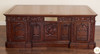7ft Mahogany President's Resolute Desk w/ Mappa Burl Inlay Wood Top