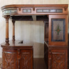 Mahogany Carved Stained Glass Corner Bar