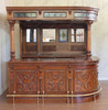 Custom Mahogany Stained Glass English Corner Pub Bar