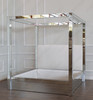 Mirrored Canopy Bed with Upholstered Headboard