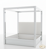Mirrored Canopy Bed with Upholstered Headboard