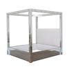 Mirrored Canopy Bed with Upholstered Headboard