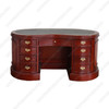 5ft Cherry Genuine Leather top Kidney Desk w/ Shelving
