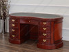 5ft Cherry Genuine Leather top Kidney Desk w/ Shelving