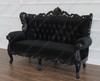 Black Velvet Gothic Loveseat w/ Tufted Back