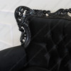 Black Gothic Loveseat w/ Tufted Black Velvet Fabric