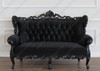 Black Velvet Gothic Loveseat w/ Tufted Back