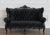 Black Velvet Gothic Loveseat w/ Tufted Back