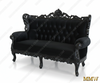 Black Velvet Gothic Loveseat w/ Tufted Back