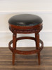 Genuine Leather Round Bar Height Backless Swivel Barstool (Poznan)