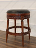 Genuine Leather Round Bar Height Backless Swivel Barstool (Poznan)