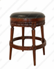 Genuine Leather Round Bar Height Backless Swivel Barstool (Poznan)