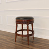Genuine Leather Round Bar Height Backless Swivel Barstool (Poznan)