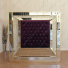 Mirrored Four Post Canopy Bed w/ Tufted Purple Velvet Headboard (Low Profile)