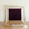 Mirrored Four Poster Canopy Bed w/ Tufted Velvet Headboard (Low Profile)