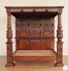 King James Mahogany Ornate Hand Carved Four Post Canopy Bed