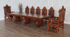Custom Genuine Leather Gothic Carved Back Chairs (2)