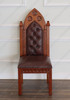 Custom Genuine Leather Gothic Carved Back Chairs (2)