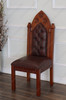 Custom Genuine Leather Gothic Carved Back Chairs (2)