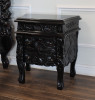 3pc Distressed Black Satin Finish French Rococo Bedroom Set