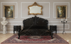 3pc Distressed Black Satin Finish French Rococo Bedroom Set