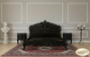 3pc Distressed Black French Rococo Bedroom Set