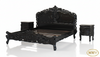3pc Distressed Black French Rococo Bedroom Set