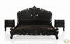 3pc Distressed Black French Rococo Bedroom Set